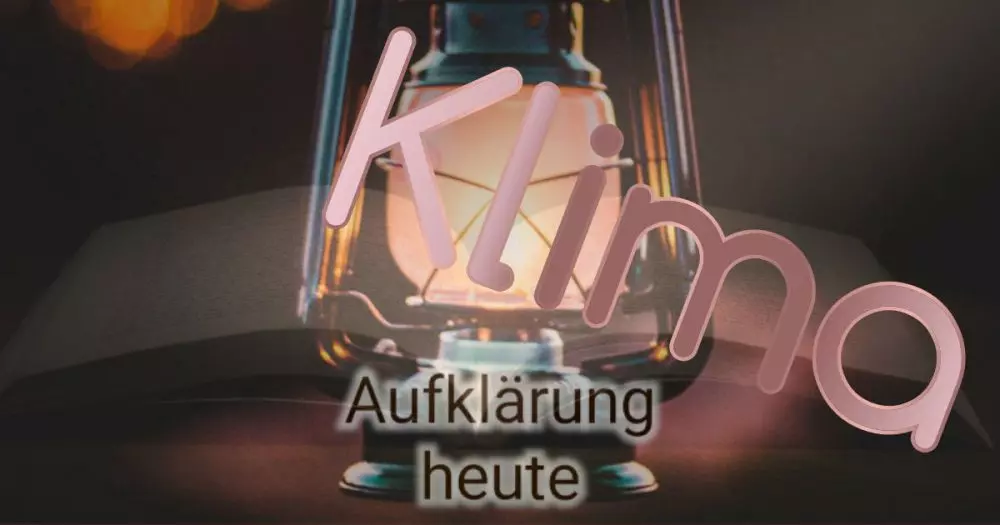 Petroleumlampe - darüber das Wort "Klima". Es ist das Bild für die Kategorie "Klima".